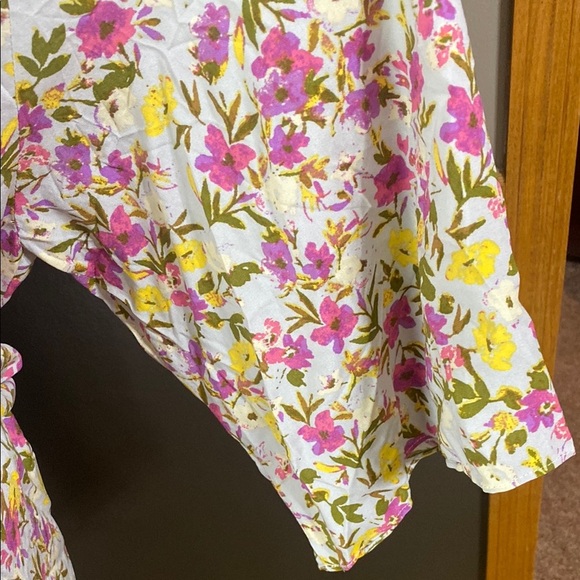 Mystree pink & green Floral Kimono Robe with Belt size m/L - Picture 7 of 10